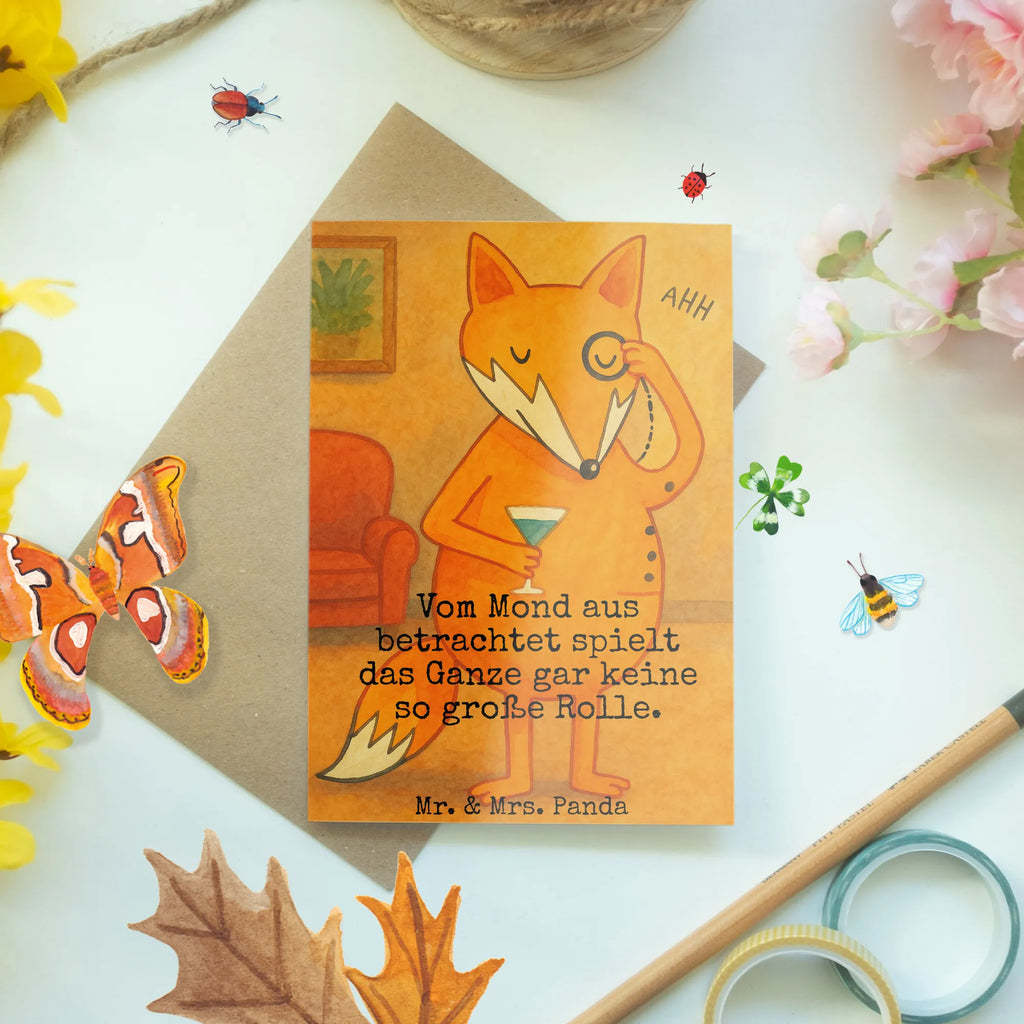 Grußkarte Fuchs Lord Design Grußkarte, Klappkarte, Einladungskarte, Glückwunschkarte, Hochzeitskarte, Geburtstagskarte, Karte, Ansichtskarten, Fuchs, Füchse, tröstende Worte, Spruch lustig, Liebeskummer Geschenk, Motivation Spruch, Problemlösung