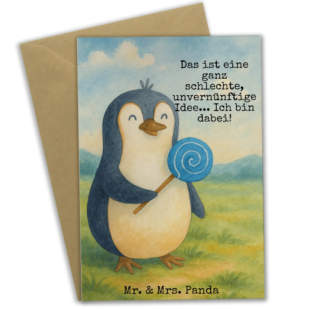 Greetings card Penguin lollipop Design Grußkarte, Klappkarte, Einladungskarte, Glückwunschkarte, Hochzeitskarte, Geburtstagskarte, Karte, Ansichtskarten, Pinguin, Pinguine, Lolli, Süßigkeiten, Blödsinn, Spruch, Rebell, Gauner, Ganove, Rabauke