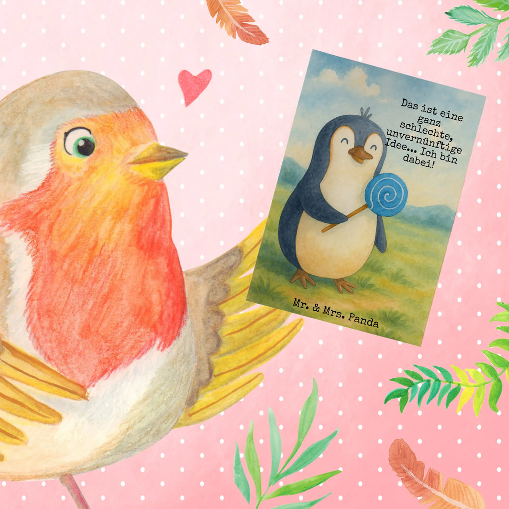 Greetings card Penguin lollipop Design Grußkarte, Klappkarte, Einladungskarte, Glückwunschkarte, Hochzeitskarte, Geburtstagskarte, Karte, Ansichtskarten, Pinguin, Pinguine, Lolli, Süßigkeiten, Blödsinn, Spruch, Rebell, Gauner, Ganove, Rabauke