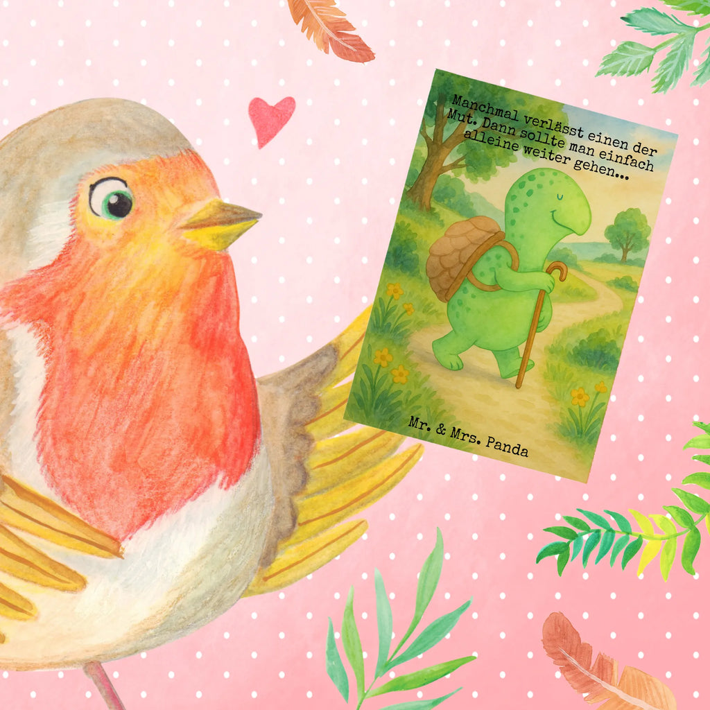 Kartka okolicznościowa żółw Wędrowiec Design Grußkarte, Klappkarte, Einladungskarte, Glückwunschkarte, Hochzeitskarte, Geburtstagskarte, Karte, Ansichtskarten, Schildkröte, Schildkröten, Motivation, Motivationsspruch, Motivationssprüche, Neuanfang