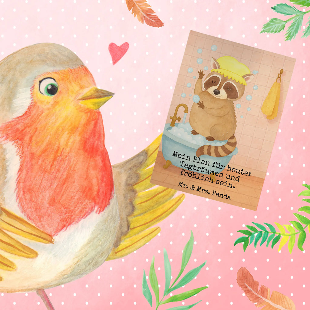 Kartka okolicznościowa Szop pracz Design Grußkarte, Klappkarte, Einladungskarte, Glückwunschkarte, Hochzeitskarte, Geburtstagskarte, Karte, Ansichtskarten, Tiermotive, Gute Laune, lustige Sprüche, Tiere, Waschbär, Tagträumen, Plan, Fröhlich, waschen, Seifenblasen