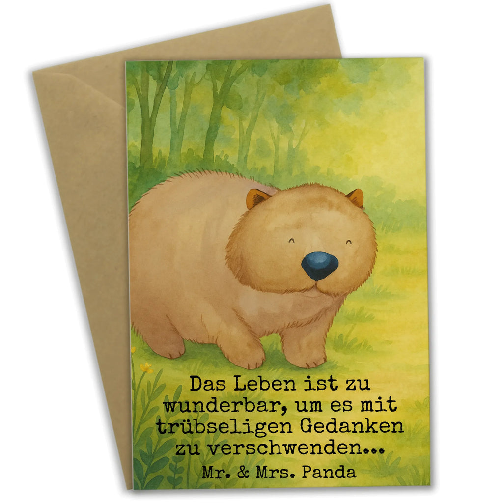 Greetings card Wombat Design Grußkarte, Klappkarte, Einladungskarte, Glückwunschkarte, Hochzeitskarte, Geburtstagskarte, Karte, Ansichtskarten, Tiermotive, Gute Laune, lustige Sprüche, Tiere, Wombat, Das Leben ist schön, Motivation, Spruch, Australien