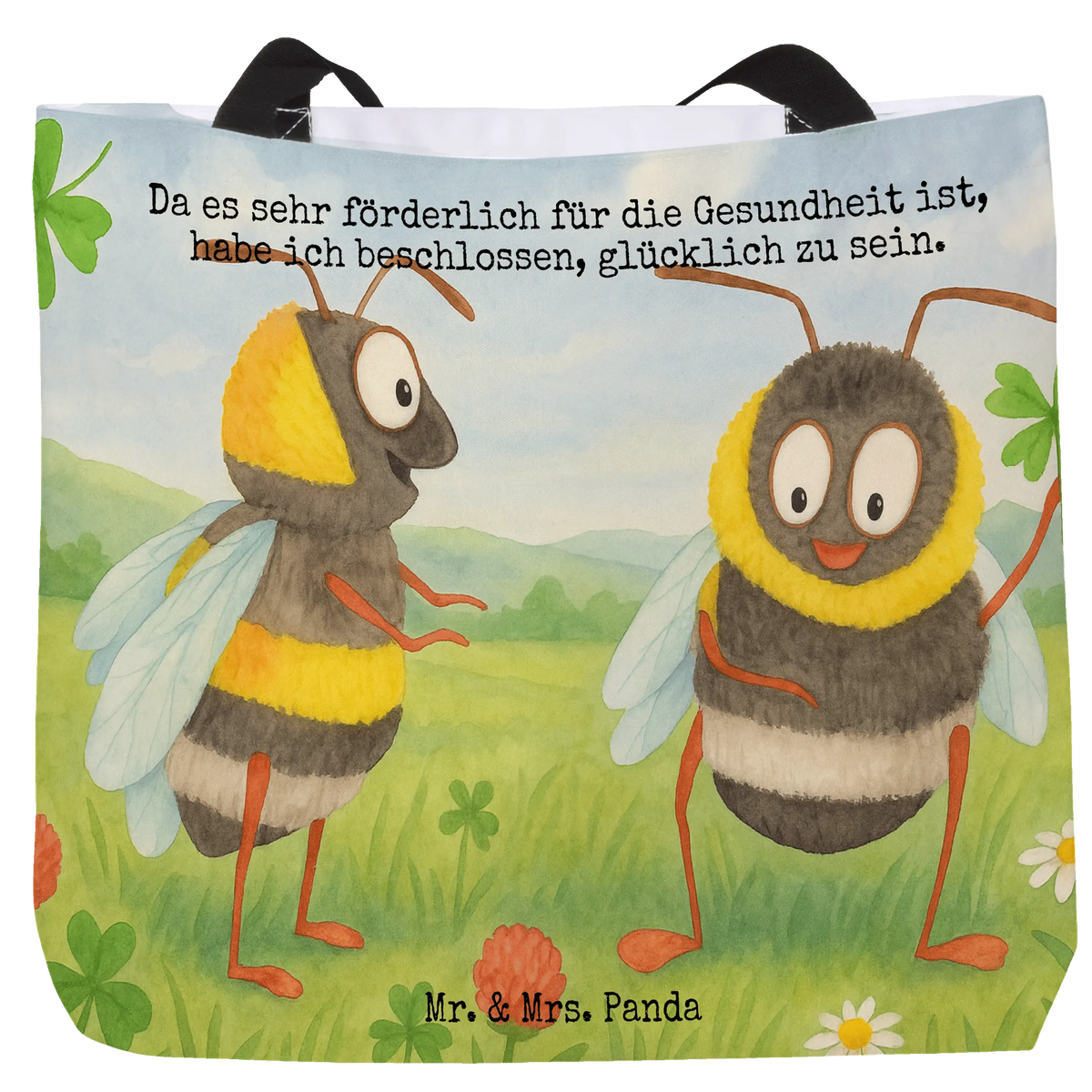 Shopper bumblebees shamrock Design card, gift ideas, gifts, small animals, cute, cute animal motives, hand drawn, funny sayings, good mood, special gifts, animal lover, saying happy, be happy, bee decoration, saying positive, become happy, saying beautiful, bumblebee
