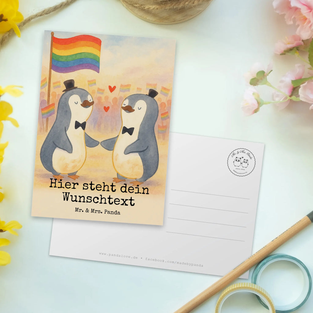 Personalisierte Postkarte Pinguine Gay Pride Design Geschenkkarte mit Wunschtext, Einladung mit Wunschtext, Karte mit Wunschtext, Karte mit Namen, Grußkarte mit Namen, Ansichtskarte mit Namen, Postkarte mit Namen, Postkarte mit Wunschtext, Postkarte bedrucken, Einladung mit Namen, Postkarte personalisierbar, Ansichtskarte mit Wunschtext, Grußkarte mit Wunschtext, Geschenkkarte mit Namen, Hochzeit, Hochzeitsgeschenk, Ehe, Hochzeitsfeier, Trauung, Trauungsgeschenk, Hochzeitskarte, Verlobungsfeier, Verlobungsgeschenk, Hochzeitsgeschenkideen, Hochzeitsgeschenke für Brautpaar
