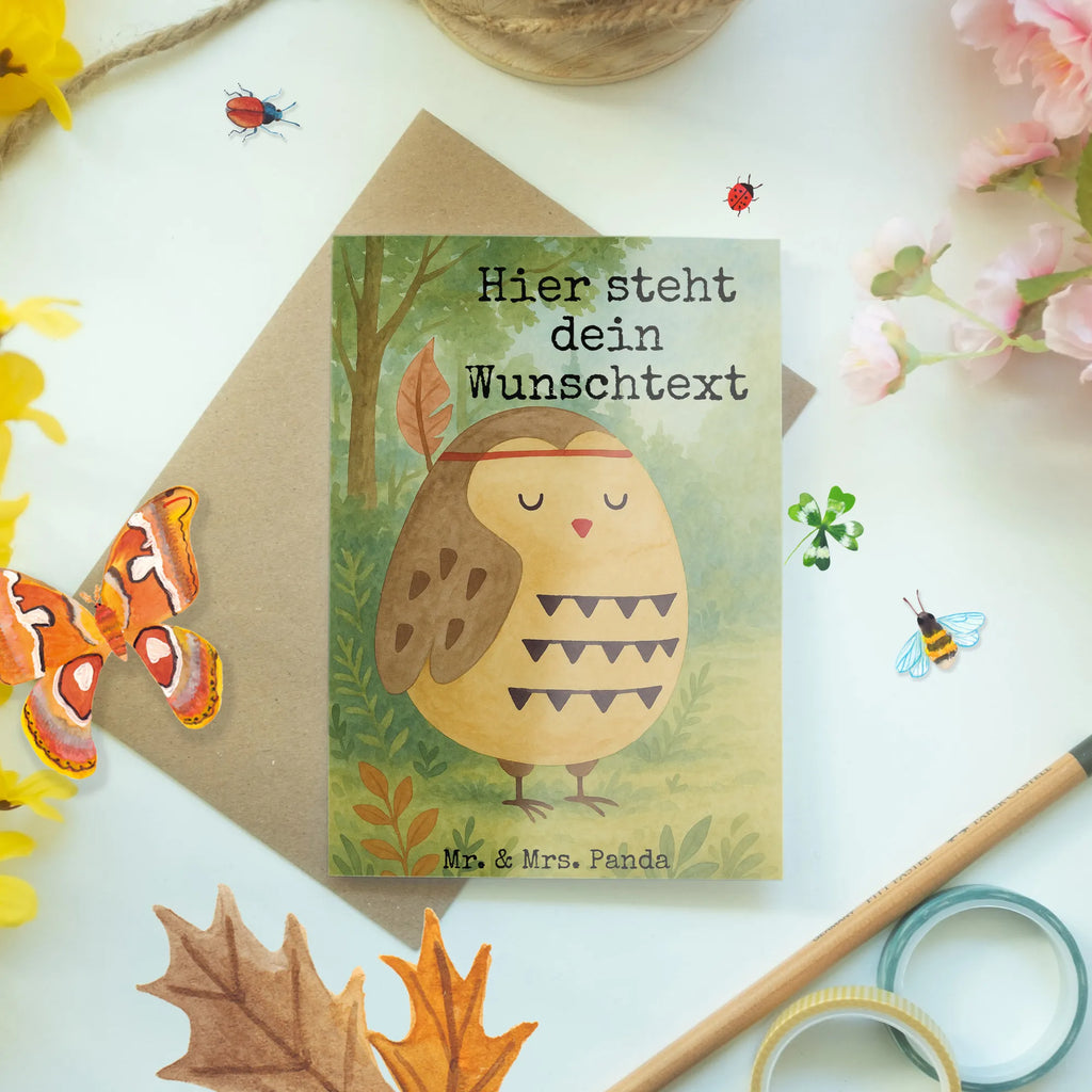 Personalisierte Grußkarte Eule Federschmuck Design Grußkarte als Geldgeschenk, Grußkarten personalisiert, Personalisierte Hochzeitskarte, Personalisierte Grußkarte, Personalisierte Karte, Grußkarte selber drucken, Personalisierte Glückwunschkarte, Grußkarte mit Namen, Grußkarte selbst gestalten, Personalisiertere Klappkarte, Personalisierte Einladungskarte, Grußkarte mit persönlichen Nachrichten, Personalisierte Geburtstagskarte, Eule, Dekoration, Federschmuck, Owl, Eule Deko, Reisespruch, Das Leben ist ein Abenteuer