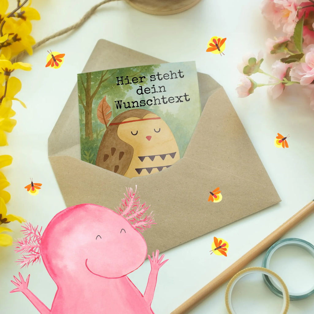 Personalisierte Grußkarte Eule Federschmuck Design Grußkarte als Geldgeschenk, Grußkarten personalisiert, Personalisierte Hochzeitskarte, Personalisierte Grußkarte, Personalisierte Karte, Grußkarte selber drucken, Personalisierte Glückwunschkarte, Grußkarte mit Namen, Grußkarte selbst gestalten, Personalisiertere Klappkarte, Personalisierte Einladungskarte, Grußkarte mit persönlichen Nachrichten, Personalisierte Geburtstagskarte, Eule, Dekoration, Federschmuck, Owl, Eule Deko, Reisespruch, Das Leben ist ein Abenteuer