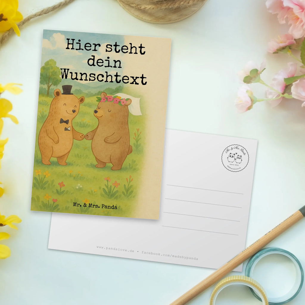 Personalisierte Postkarte Bären Heirat Design Grußkarte mit Wunschtext, Karte mit Wunschtext, Einladung mit Wunschtext, Karte mit Namen, Postkarte personalisierbar, Ansichtskarte mit Wunschtext, Geschenkkarte mit Wunschtext, Postkarte mit Wunschtext, Geschenkkarte mit Namen, Ansichtskarte mit Namen, Postkarte mit Namen, Einladung mit Namen, Postkarte bedrucken, Grußkarte mit Namen, Hochzeit, Hochzeitsgeschenk, Ehe, Hochzeitsfeier, Trauung, Trauungsgeschenk, Hochzeitskarte, Verlobungsfeier, Verlobungsgeschenk, Hochzeitsgeschenkideen, Hochzeitsgeschenke für Brautpaar, Hochzeitstag, Geschenk zur Hochzeit