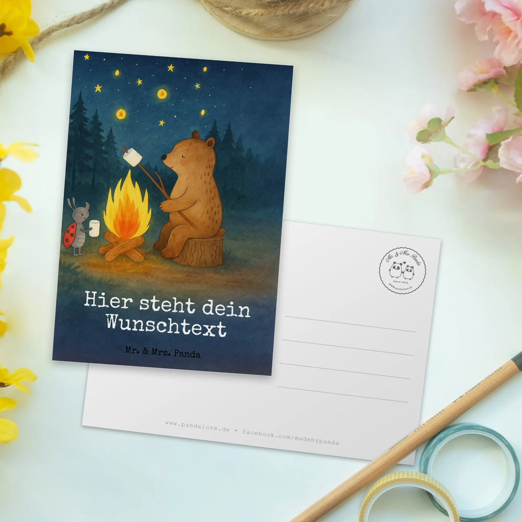 Personalizowana kartka pocztowa Niedźwiedź i biedronka przy ognisku Design Grußkarte mit Namen, Geschenkkarte mit Wunschtext, Postkarte bedrucken, Einladung mit Wunschtext, Einladung mit Namen, Postkarte mit Wunschtext, Karte mit Wunschtext, Ansichtskarte mit Namen, Postkarte mit Namen, Ansichtskarte mit Wunschtext, Grußkarte mit Wunschtext, Geschenkkarte mit Namen, Postkarte personalisierbar, Karte mit Namen, Bär, Teddy, Teddybär, Lagerfeuer