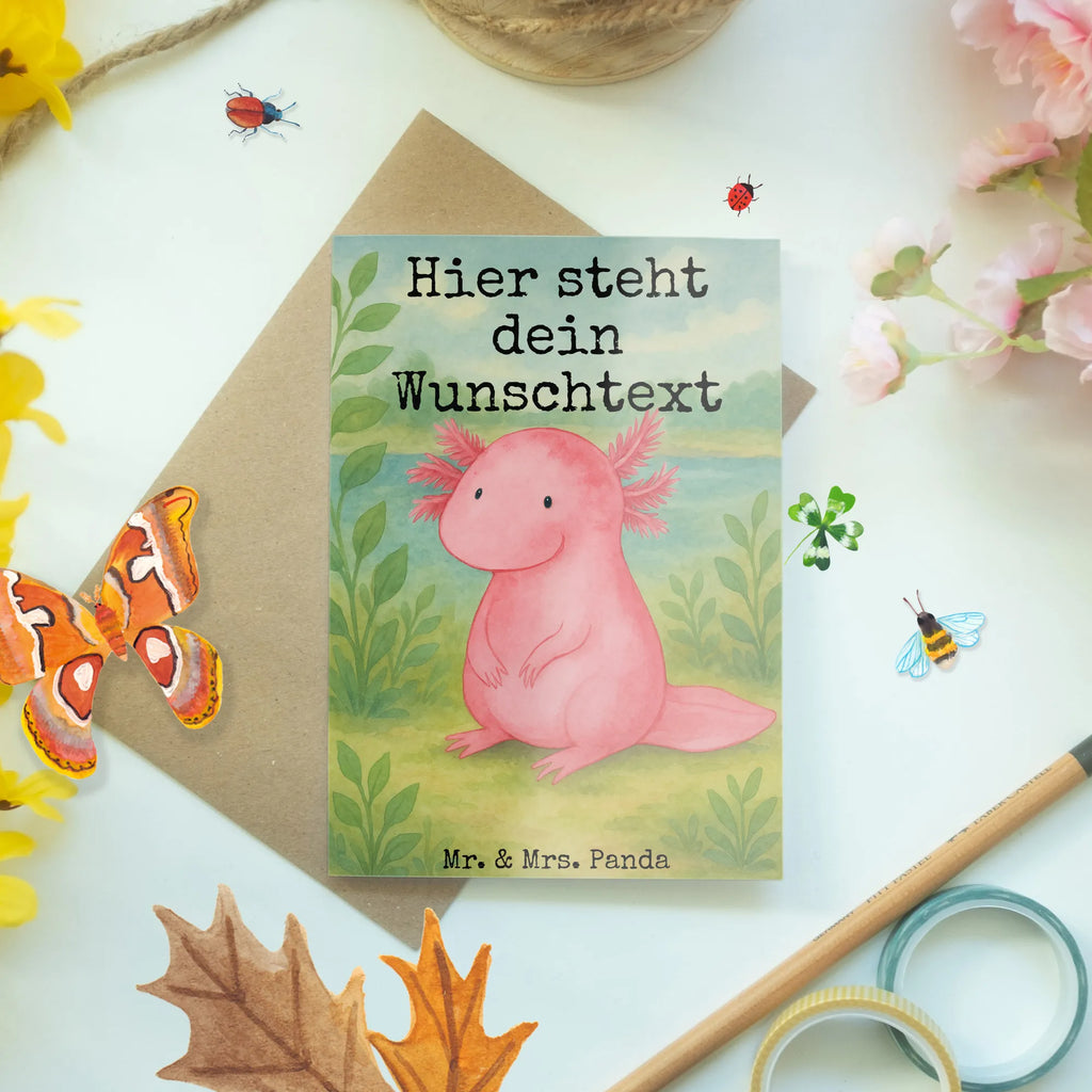 Personalisierte Grußkarte Axolotl Niedlich Design Personalisierte Grußkarte, Personalisierte Geburtstagskarte, Grußkarten personalisiert, Personalisiertere Klappkarte, Grußkarte mit Namen, Grußkarte mit persönlichen Nachrichten, Grußkarte selber drucken, Grußkarte selbst gestalten, Personalisierte Glückwunschkarte, Personalisierte Hochzeitskarte, Grußkarte als Geldgeschenk, Personalisierte Einladungskarte, Personalisierte Karte, Axolotl, Molch, Liebe, Weisheit, zufrieden, Lebensstil, vergnügt, fröhlich, Lebensweisheit, Axolot, Freundin