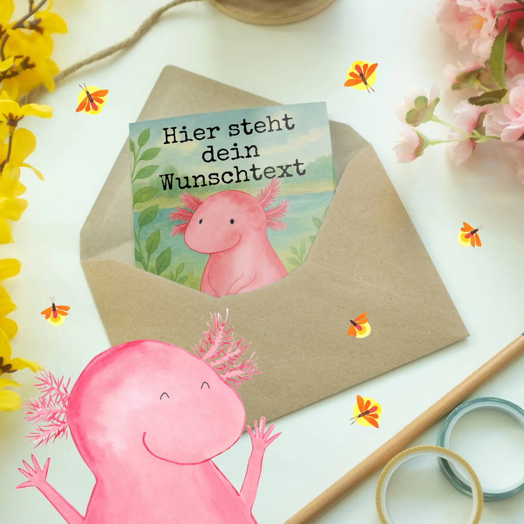Personalisierte Grußkarte Axolotl Niedlich Design Personalisierte Grußkarte, Personalisierte Geburtstagskarte, Grußkarten personalisiert, Personalisiertere Klappkarte, Grußkarte mit Namen, Grußkarte mit persönlichen Nachrichten, Grußkarte selber drucken, Grußkarte selbst gestalten, Personalisierte Glückwunschkarte, Personalisierte Hochzeitskarte, Grußkarte als Geldgeschenk, Personalisierte Einladungskarte, Personalisierte Karte, Axolotl, Molch, Liebe, Weisheit, zufrieden, Lebensstil, vergnügt, fröhlich, Lebensweisheit, Axolot, Freundin
