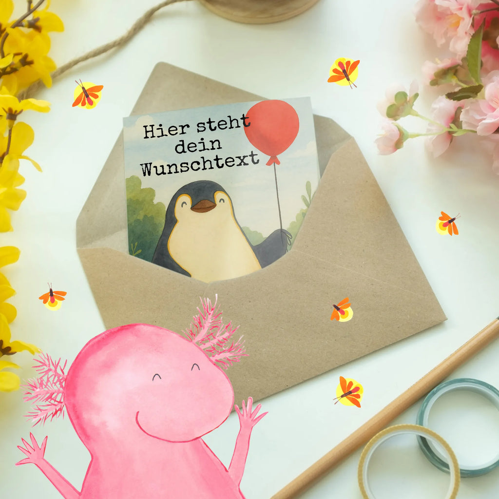 Personalised greetings card Penguin balloon Design Grußkarte mit persönlichen Nachrichten, Grußkarte selber drucken, Personalisierte Grußkarte, Personalisierte Glückwunschkarte, Grußkarte als Geldgeschenk, Grußkarte mit Namen, Grußkarte selbst gestalten, Personalisiertere Klappkarte, Personalisierte Hochzeitskarte, Personalisierte Einladungskarte, Grußkarten personalisiert, Personalisierte Karte, Personalisierte Geburtstagskarte, Pinguin, Neustart, beste Freundin, Tagträume, neues Leben, Geschenkidee, Motivation, Pinguine, Lebenslust, Luftballon, Liebe, Glück, Geschenk Freundin