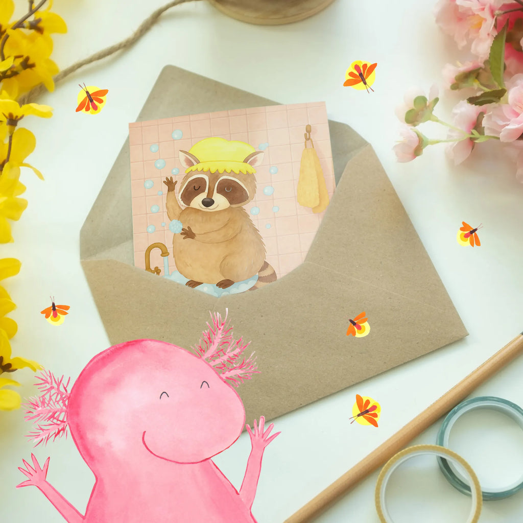 Personalised greetings card Raccoon Design Grußkarte mit persönlichen Nachrichten, Personalisiertere Klappkarte, Grußkarte selbst gestalten, Grußkarte selber drucken, Personalisierte Geburtstagskarte, Grußkarte als Geldgeschenk, Personalisierte Karte, Personalisierte Hochzeitskarte, Grußkarten personalisiert, Personalisierte Grußkarte, Grußkarte mit Namen, Personalisierte Glückwunschkarte, Personalisierte Einladungskarte, Tiermotive, Gute Laune, lustige Sprüche, Tiere, waschen, Fröhlich, Waschbär, Plan, Seifenblasen, Tagträumen