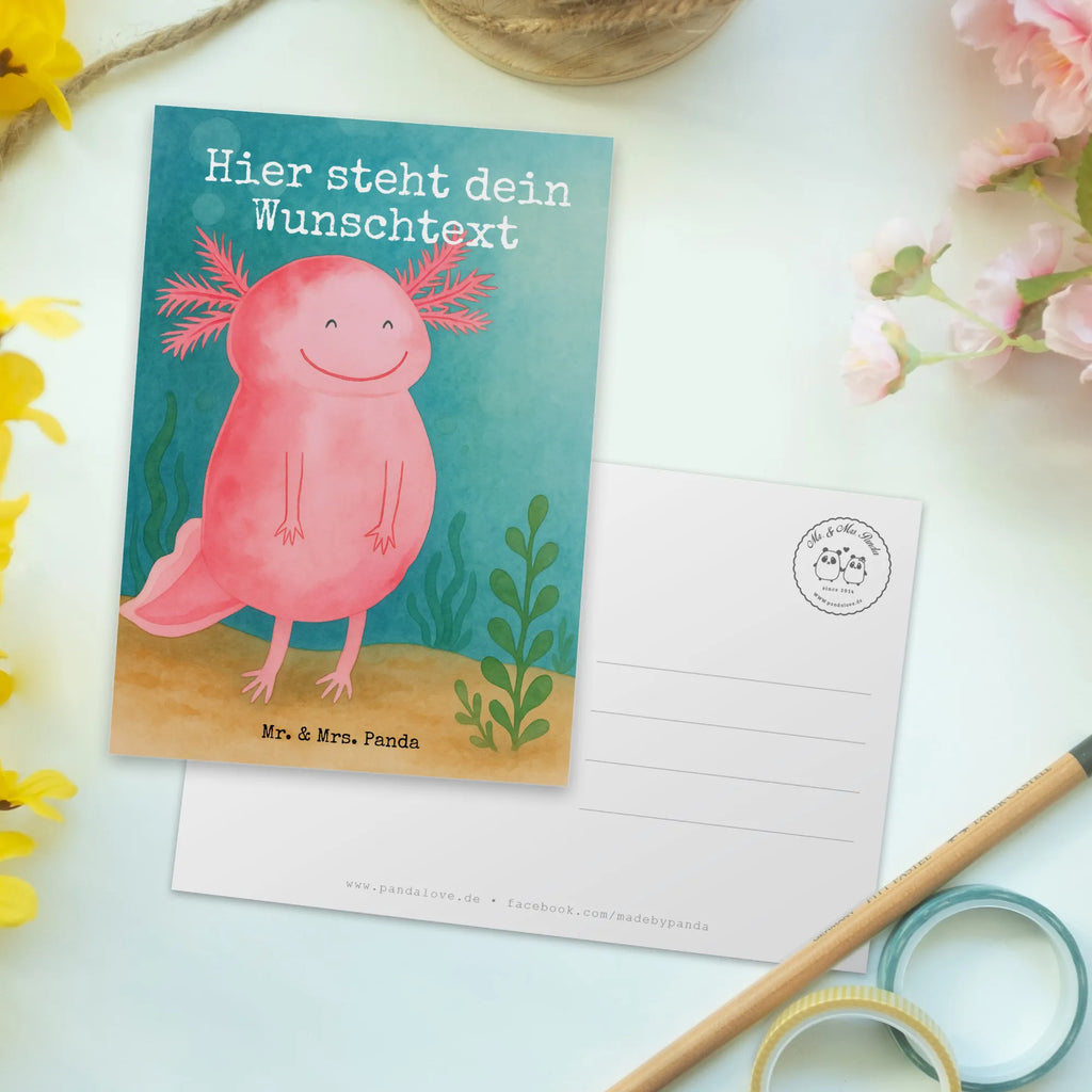 Personalised postcard axolotl Happy Design Karte mit Wunschtext, Ansichtskarte mit Namen, Geschenkkarte mit Wunschtext, Postkarte mit Namen, Grußkarte mit Namen, Postkarte bedrucken, Karte mit Namen, Postkarte personalisierbar, Einladung mit Namen, Ansichtskarte mit Wunschtext, Postkarte mit Wunschtext, Einladung mit Wunschtext, Grußkarte mit Wunschtext, Geschenkkarte mit Namen, Axolotl, Molch, Lurch, gute Laune, Axolot, Motivation, Lurche, Schwanzlurch