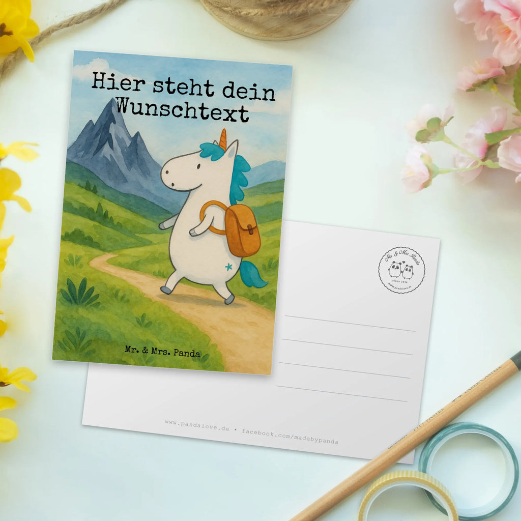 Personalised postcard unicorn climber Design Postkarte mit Namen, Karte mit Namen, Geschenkkarte mit Wunschtext, Grußkarte mit Wunschtext, Postkarte bedrucken, Karte mit Wunschtext, Ansichtskarte mit Namen, Grußkarte mit Namen, Postkarte mit Wunschtext, Einladung mit Namen, Einladung mit Wunschtext, Geschenkkarte mit Namen, Postkarte personalisierbar, Ansichtskarte mit Wunschtext, Einhorn, Einhörner, Einhorn Deko, Unicorn, Abenteuer, Abenteurer, Weltenbummler, Weltreise, Reisen, Berge, Urlaub, Bergsteiger, Entdecker