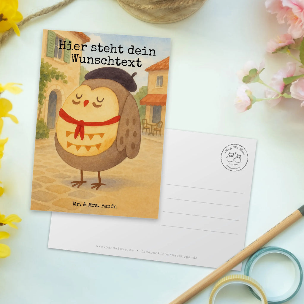 Personalizowana kartka pocztowa sowa Francja Design Postkarte personalisierbar, Ansichtskarte mit Namen, Postkarte bedrucken, Geschenkkarte mit Namen, Grußkarte mit Wunschtext, Ansichtskarte mit Wunschtext, Karte mit Namen, Grußkarte mit Namen, Postkarte mit Namen, Karte mit Wunschtext, Postkarte mit Wunschtext, Einladung mit Namen, Einladung mit Wunschtext, Geschenkkarte mit Wunschtext, Eule, Spruch schön, Frankreich, Owl, Eule Deko, hibou, Eulen, La vie est belle, Spruch Französisch, das Leben ist schön