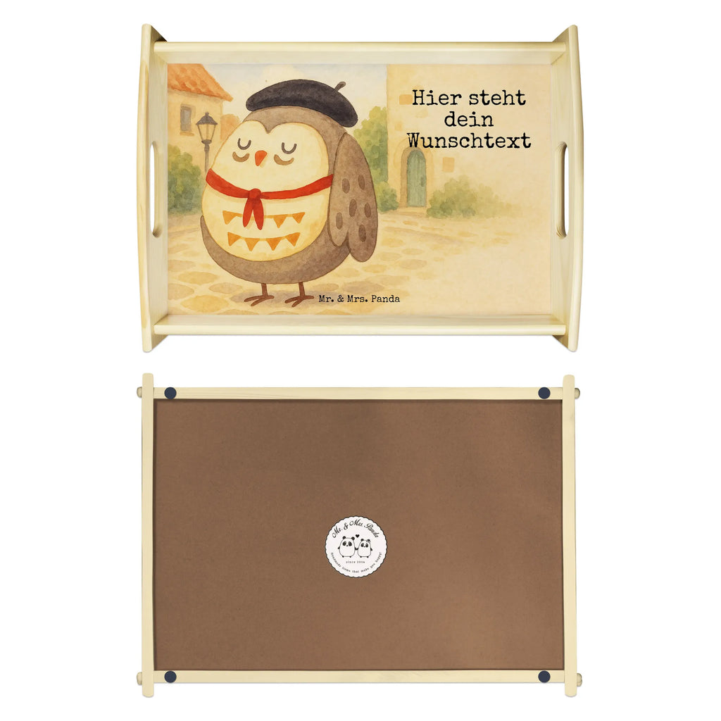 Personalised serving tray Owl France Design Personalisiertes Tablett, Personalisiertes Serviertablett, Personalisiertes Dekotablett, Personalisiertes Frühstückstablett, Personalisiertes Holztablett, Serviertablett mit Namen, Tablett mit Namen, Personalisiertes Küchentablett, Eule, Spruch schön, Eulen, Eule Deko, das Leben ist schön, Spruch Französisch, Owl, Frankreich, La vie est belle, hibou