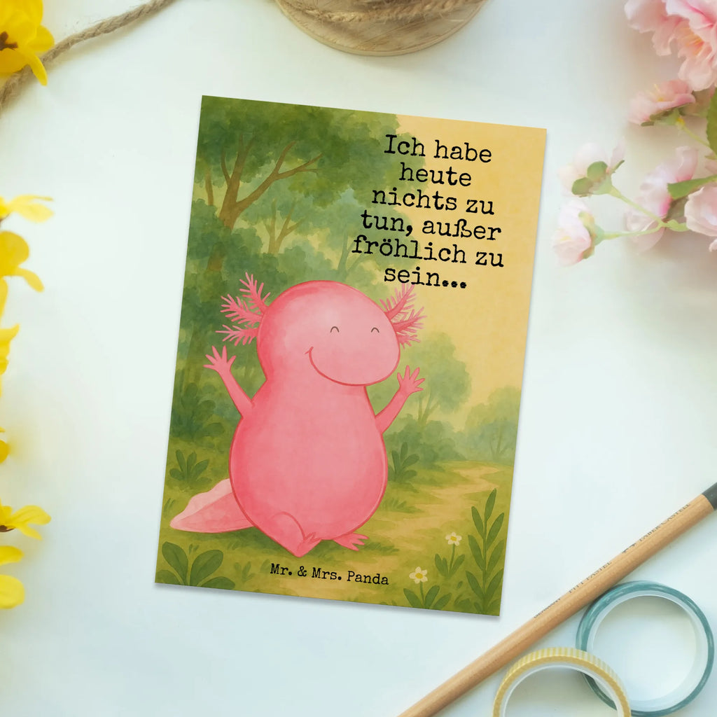 Postkarte Axolotl Hurra Design Postkarte, Karte, Geschenkkarte, Grußkarte, Einladung, Ansichtskarte, Geburtstagskarte, Einladungskarte, Dankeskarte, Ansichtskarten, Einladung Geburtstag, Einladungskarten Geburtstag, Axolotl, Molch, Axolot, Schwanzlurch, Lurch, Lurche, fröhlich, Spaß, Freude, Motivation, Zufriedenheit