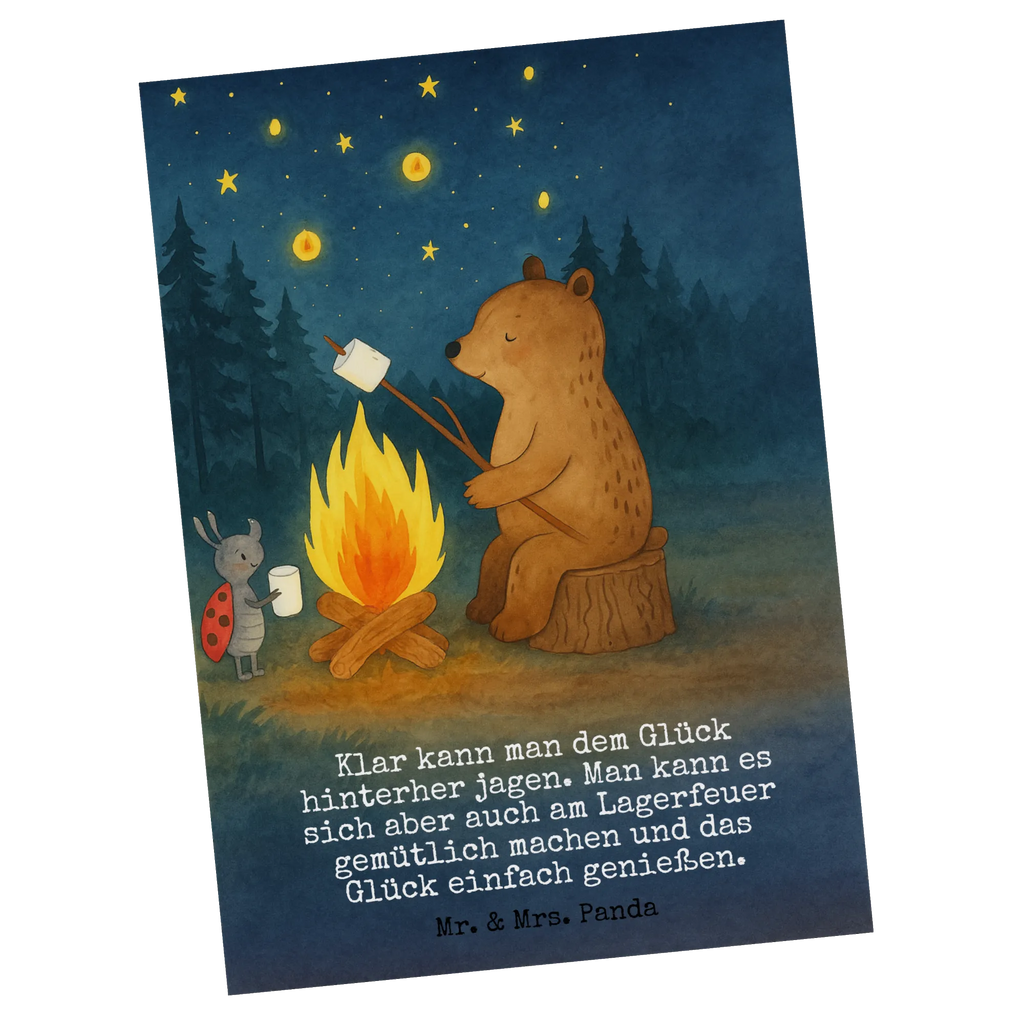 Postkarte Bär & Marienkäfer Lagerfeuer Design Postkarte, Karte, Geschenkkarte, Grußkarte, Einladung, Ansichtskarte, Geburtstagskarte, Einladungskarte, Dankeskarte, Ansichtskarten, Einladung Geburtstag, Einladungskarten Geburtstag, Bär, Teddy, Teddybär, Lagerfeuer