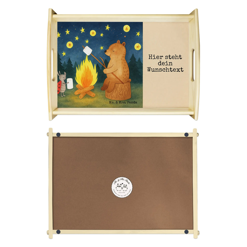 Personalised serving tray Bear & Ladybird campfire Design Tablett mit Namen, Personalisiertes Holztablett, Personalisiertes Tablett, Personalisiertes Frühstückstablett, Personalisiertes Serviertablett, Personalisiertes Küchentablett, Personalisiertes Dekotablett, Serviertablett mit Namen, Bär, Teddy, Teddybär, Lagerfeuer