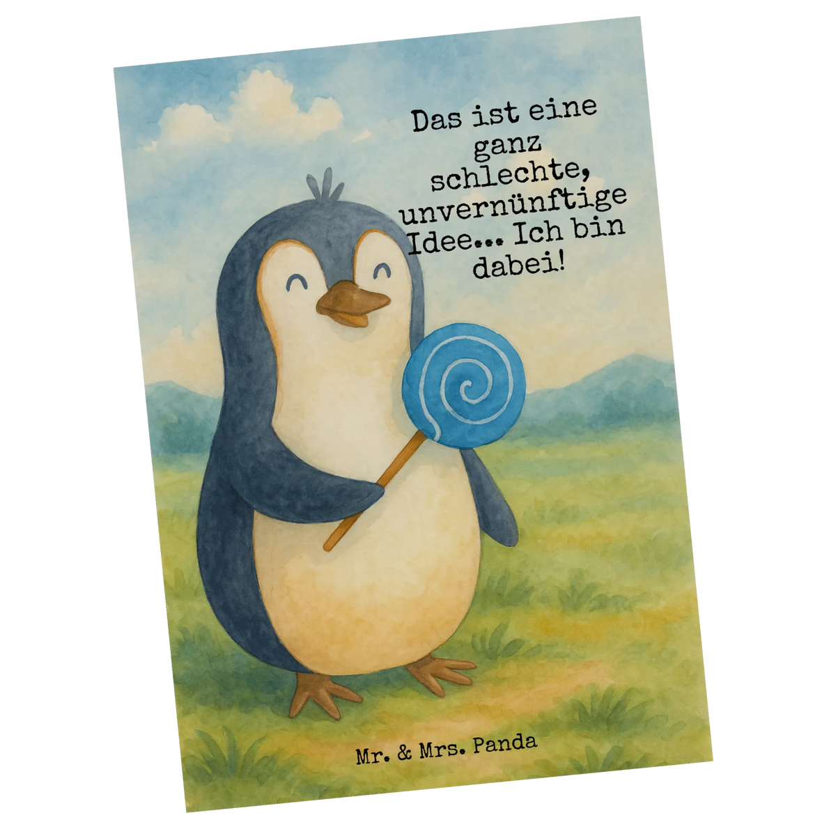 Postkarte Pinguin Lolli Design Fotokarte, Grußkarte, kunstkarte, Designkarte, Motivkarte, Ansichtskarte, Postkarte, einzelkarte, spruchkarte, bildkarte, Kunstkarten, Ansichtskarten, Postkarten, Pinguin, Süßigkeiten, Pinguine, Lolli, Rebell, Blödsinn, Rabauke, Ganove, Spruch, Gauner