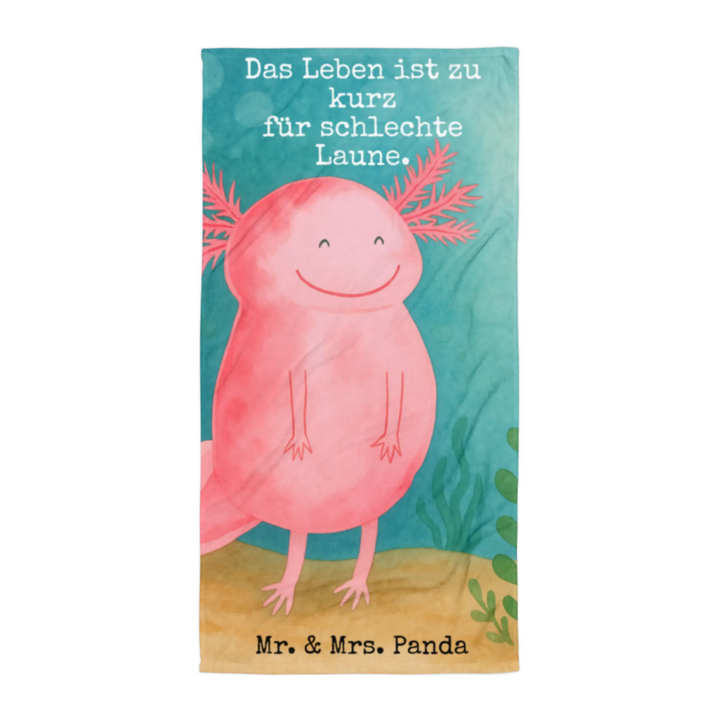 XL Badehandtuch Axolotl Glücklich Design Handtuch, Badetuch, Duschtuch, Strandtuch, Saunatuch, Axolotl, Molch, Axolot, Schwanzlurch, Lurch, Lurche, Motivation, gute Laune