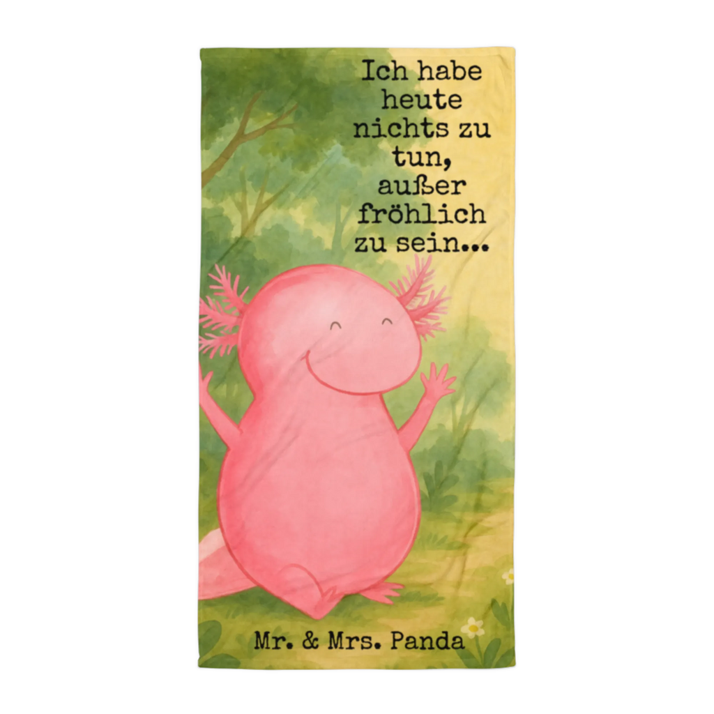 XL Badehandtuch Axolotl Hurra Design Handtuch, Badetuch, Duschtuch, Strandtuch, Saunatuch, Axolotl, Molch, Axolot, Schwanzlurch, Lurch, Lurche, fröhlich, Spaß, Freude, Motivation, Zufriedenheit