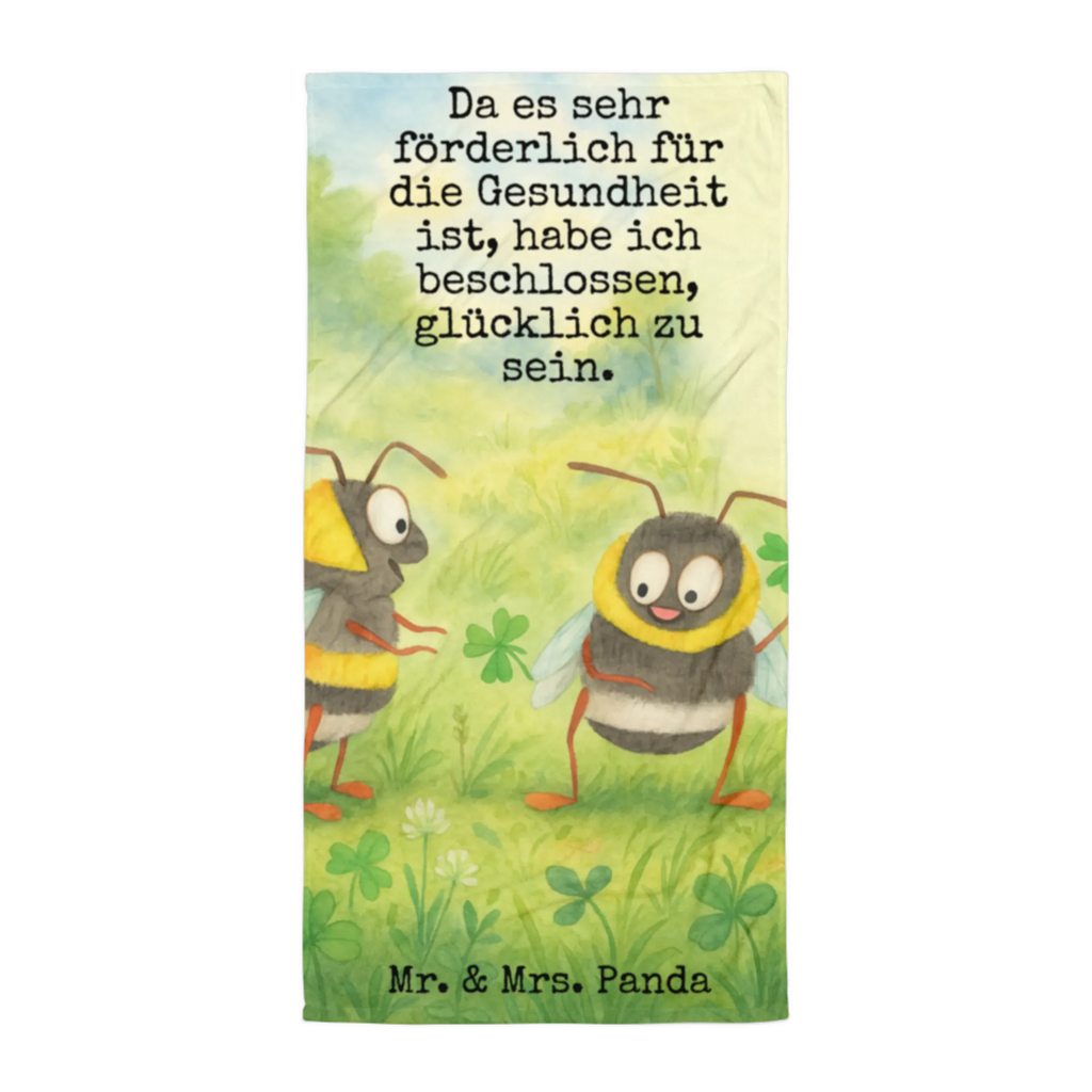 XL Badehandtuch Hummeln Kleeblatt Design Handtuch, Badetuch, Duschtuch, Strandtuch, Saunatuch, Tiermotive, Gute Laune, lustige Sprüche, Tiere, Hummel, Biene, Spruch positiv, Biene Deko, Spruch schön, glücklich sein, glücklich werden, Spruch fröhlich