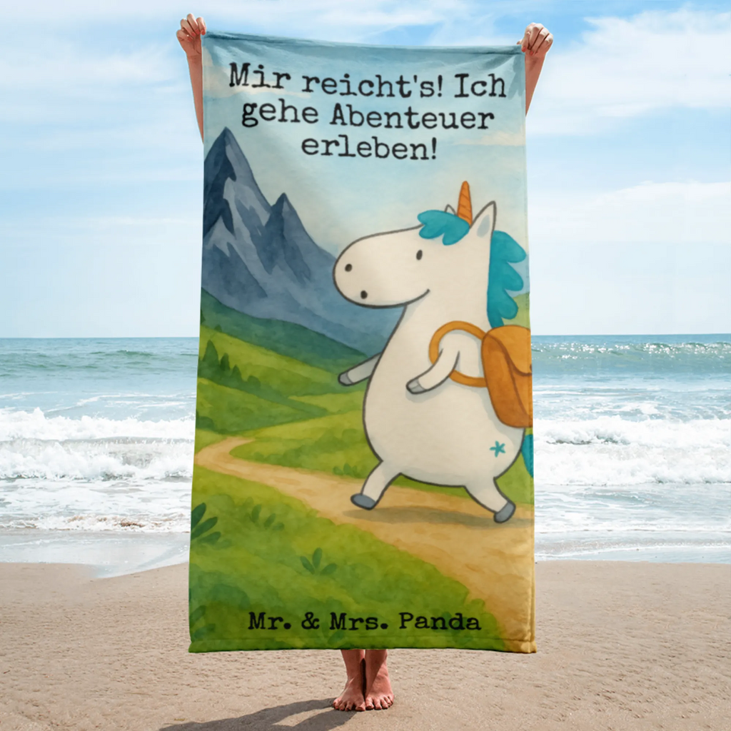 XL Badehandtuch Einhorn Bergsteiger Design Handtuch, Badetuch, Duschtuch, Strandtuch, Saunatuch, Einhorn, Einhörner, Einhorn Deko, Unicorn, Bergsteiger, Abenteuer, Berge, Abenteurer, Weltenbummler, Weltreise, Reisen, Urlaub, Entdecker