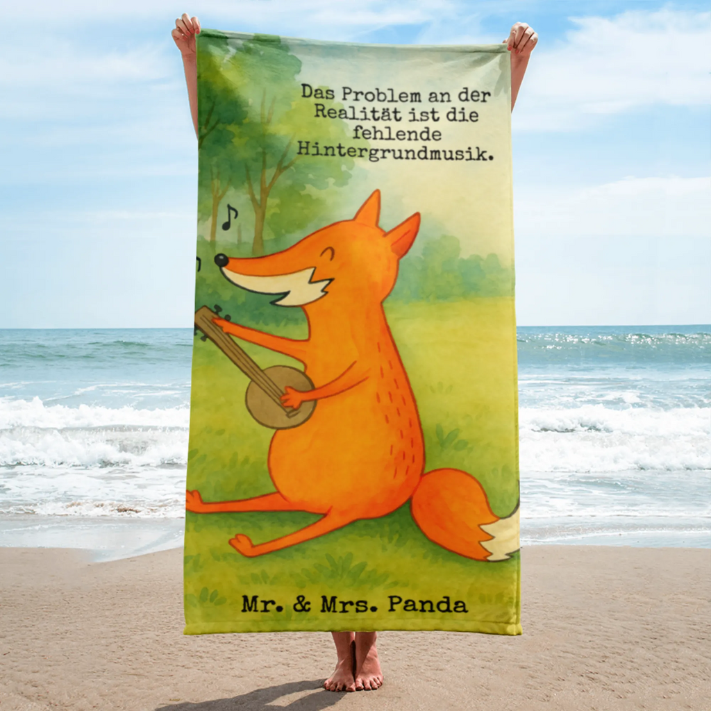 XL Badehandtuch Fuchs Gitarre Design Handtuch, Badetuch, Duschtuch, Strandtuch, Saunatuch, Fuchs, Füchse, Geschenk Musiker, Musik Spruch, Musikerin, Sänger, Sängerin, Gitarre