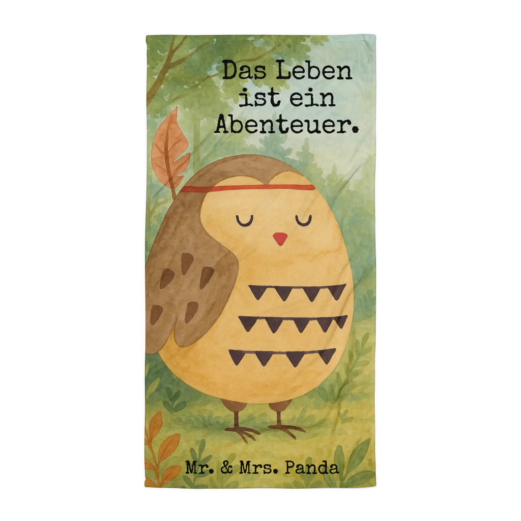 XL Badehandtuch Eule Federschmuck Design Handtuch, Badetuch, Duschtuch, Strandtuch, Saunatuch, Eule, Eule Deko, Owl, Das Leben ist ein Abenteuer, Reisespruch, Federschmuck, Dekoration