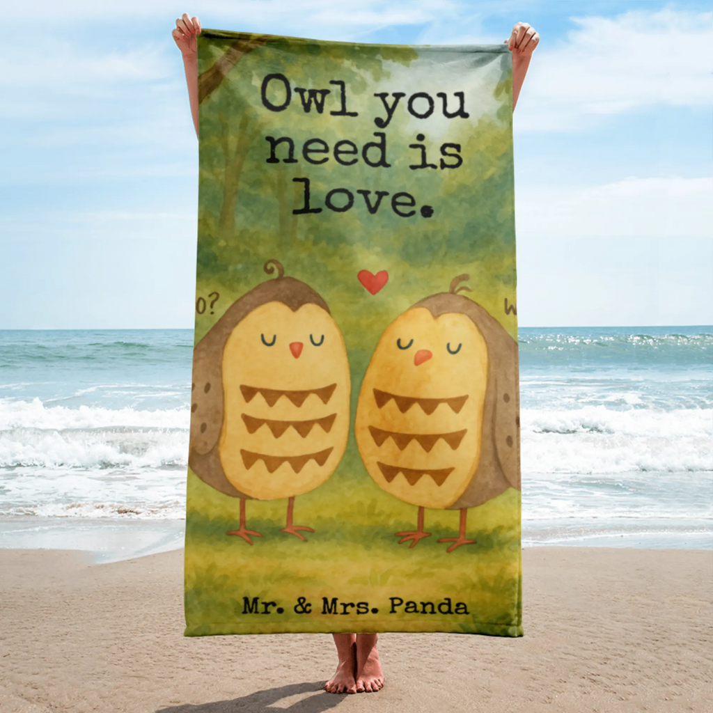 XL Badehandtuch Eulen Liebe Design Handtuch, Badetuch, Duschtuch, Strandtuch, Saunatuch, Eule, Eule Deko, Liebe, Hochzeit Spruch, Owl, All you need is love, Liebe Spruch, Freundin Geschenk, Freund, Wortspiel lustig