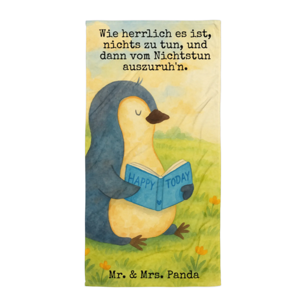XL Badehandtuch Pinguin Buch Design Handtuch, Badetuch, Duschtuch, Strandtuch, Saunatuch, Pinguin, Pinguine, Buch, Lesen, Bücherwurm, Nichtstun, Faulenzen, Ferien, Urlaub, Freizeit