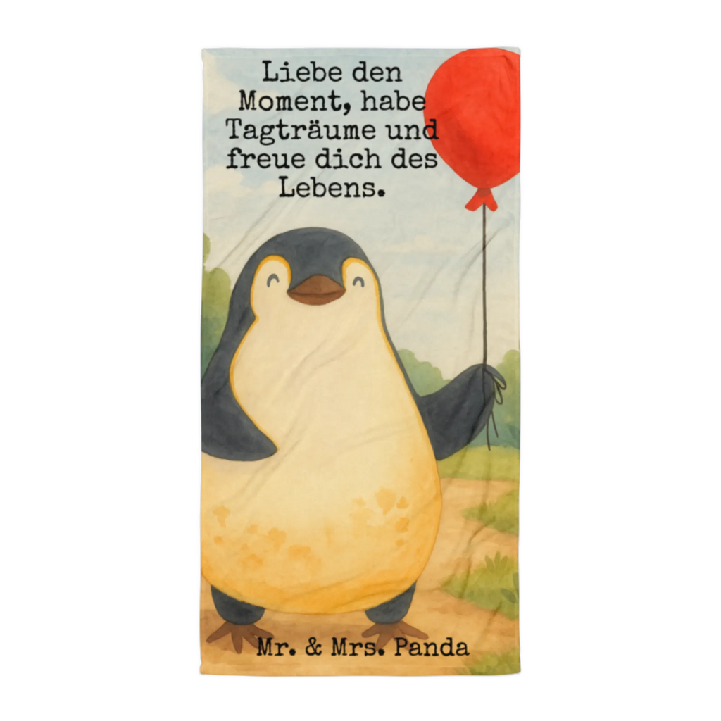 XL Badehandtuch Pinguin Luftballon Design Handtuch, Badetuch, Duschtuch, Strandtuch, Saunatuch, Pinguin, Pinguine, Luftballon, Tagträume, Lebenslust, Geschenk Freundin, Geschenkidee, beste Freundin, Motivation, Neustart, neues Leben, Liebe, Glück