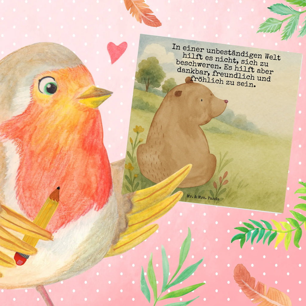 Deluxe Karte Bär Schulterblick Design Karte, Grußkarte, Klappkarte, Einladungskarte, Glückwunschkarte, Hochzeitskarte, Geburtstagskarte, Hochwertige Grußkarte, Hochwertige Klappkarte, Bär, Teddy, Teddybär, Selbstachtung, Weltansicht, Motivation, Bären, Bärenliebe, Weisheit