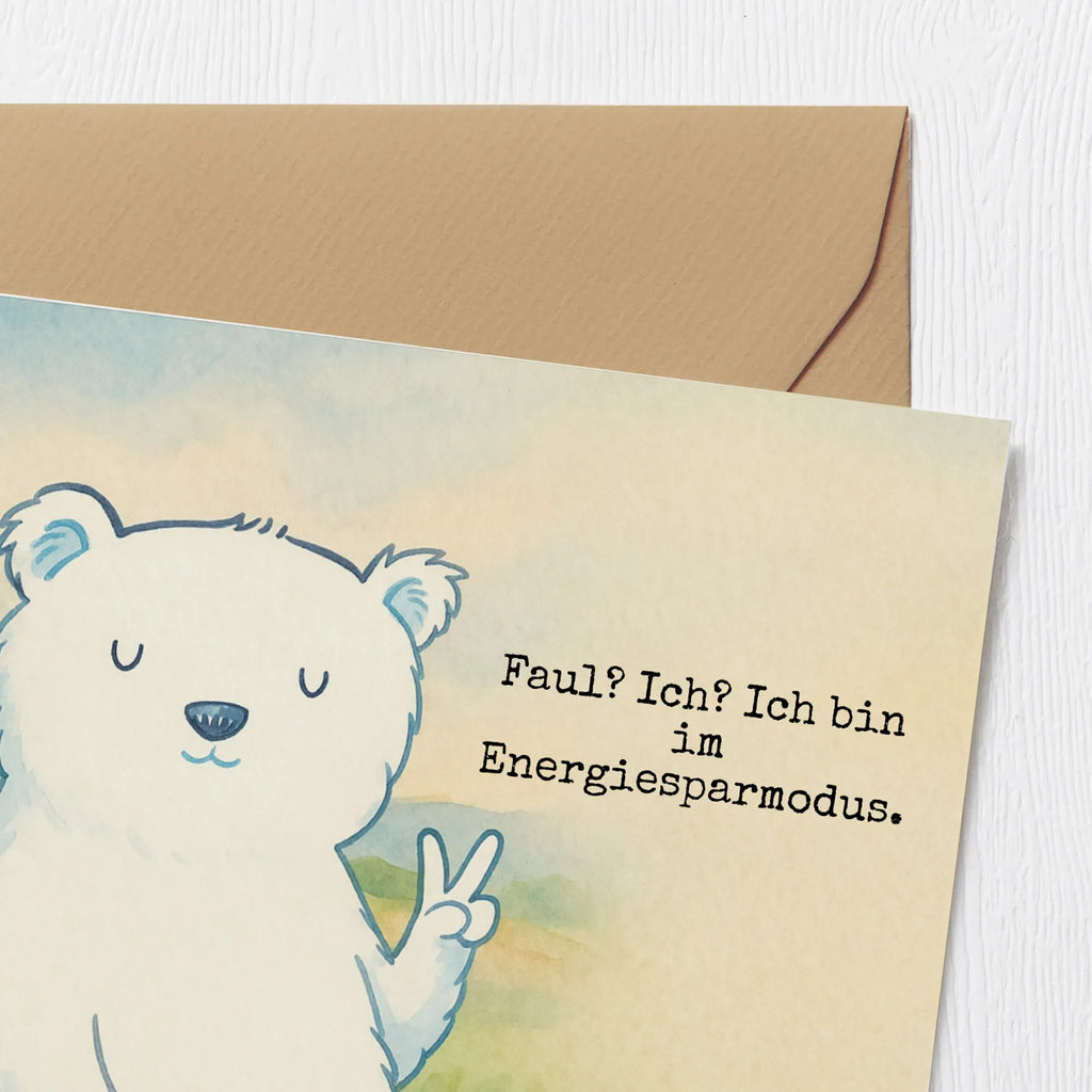 Deluxe Karte Eisbär Faul Design Karte, Grußkarte, Klappkarte, Einladungskarte, Glückwunschkarte, Hochzeitskarte, Geburtstagskarte, Hochwertige Grußkarte, Hochwertige Klappkarte, Bär, Teddy, Teddybär, Eisbär, Nordpol, Faul, Entspannen, Relaxen, Büro, Arbeit, Bürojob, Arbeitsplatz, Homeoffice