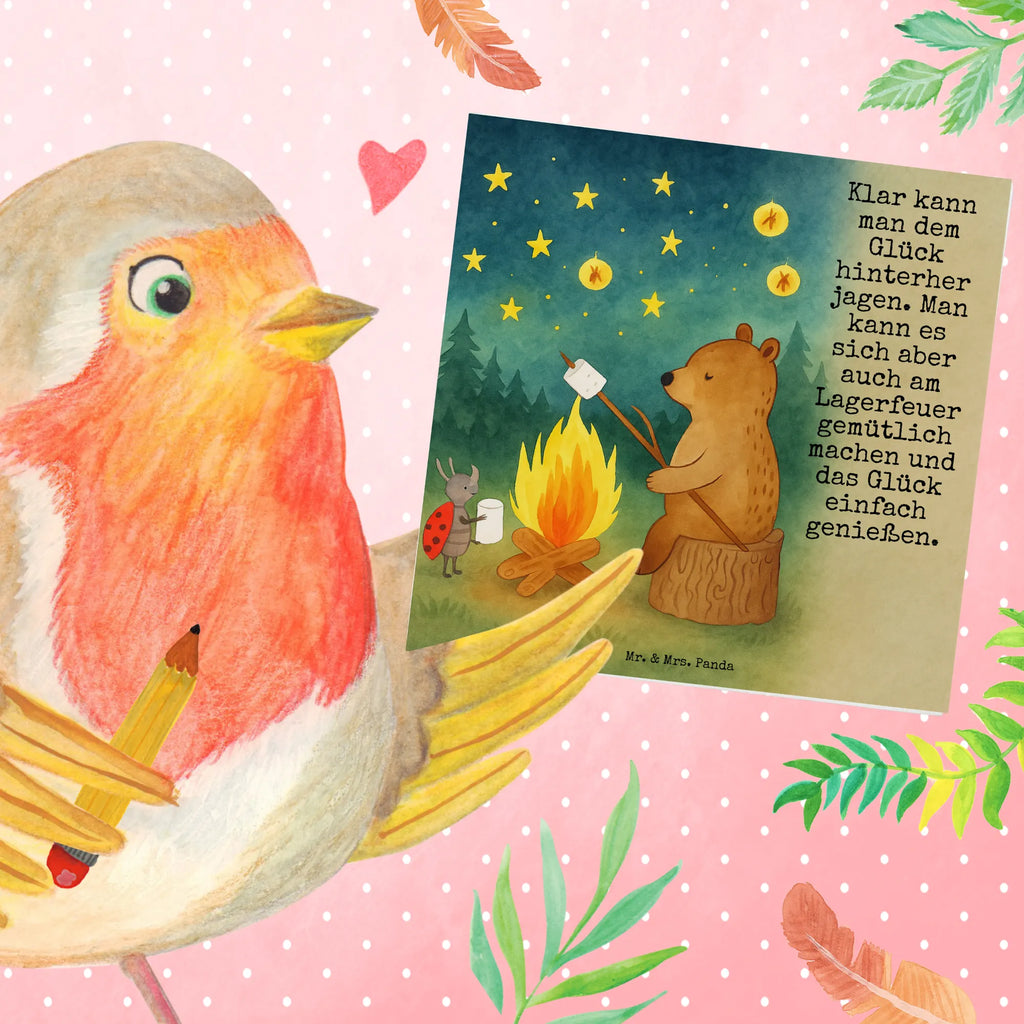 Deluxe Karte Bär & Marienkäfer Lagerfeuer Design Karte, Grußkarte, Klappkarte, Einladungskarte, Glückwunschkarte, Hochzeitskarte, Geburtstagskarte, Hochwertige Grußkarte, Hochwertige Klappkarte, Bär, Teddy, Teddybär, Lagerfeuer