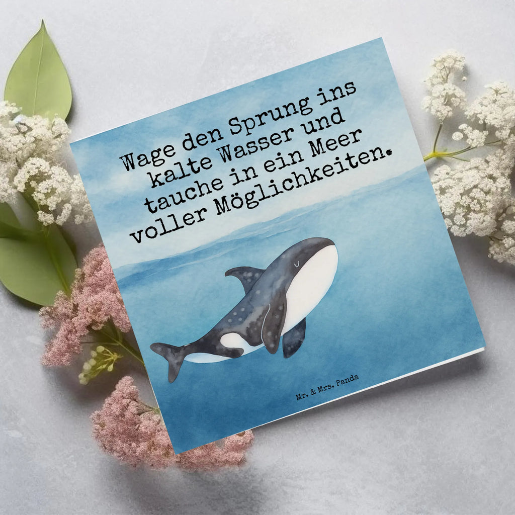 Karta Deluxe Orka Design Karte, Grußkarte, Klappkarte, Einladungskarte, Glückwunschkarte, Hochzeitskarte, Geburtstagskarte, Hochwertige Grußkarte, Hochwertige Klappkarte, Meerestiere, Meer, Urlaub, Orca, Orcas, Killerwal, Wal, Möglichkeiten, Büro, Arbeit, Motivation, Selbstliebe, Neustart, Startup