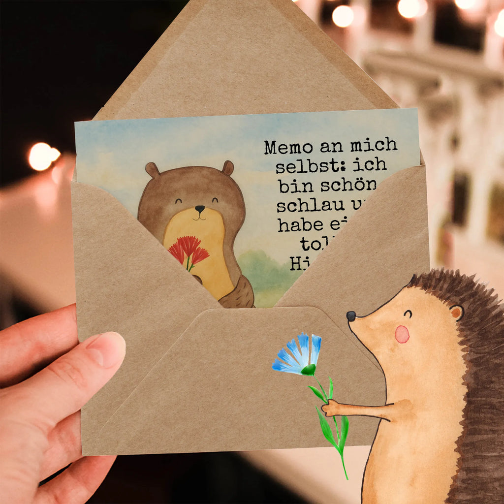 Karta Deluxe wydra bukiet kwiatów Design Karte, Grußkarte, Klappkarte, Einladungskarte, Glückwunschkarte, Hochzeitskarte, Geburtstagskarte, Hochwertige Grußkarte, Hochwertige Klappkarte, Otter, Fischotter, Seeotter, Otter Seeotter See Otter