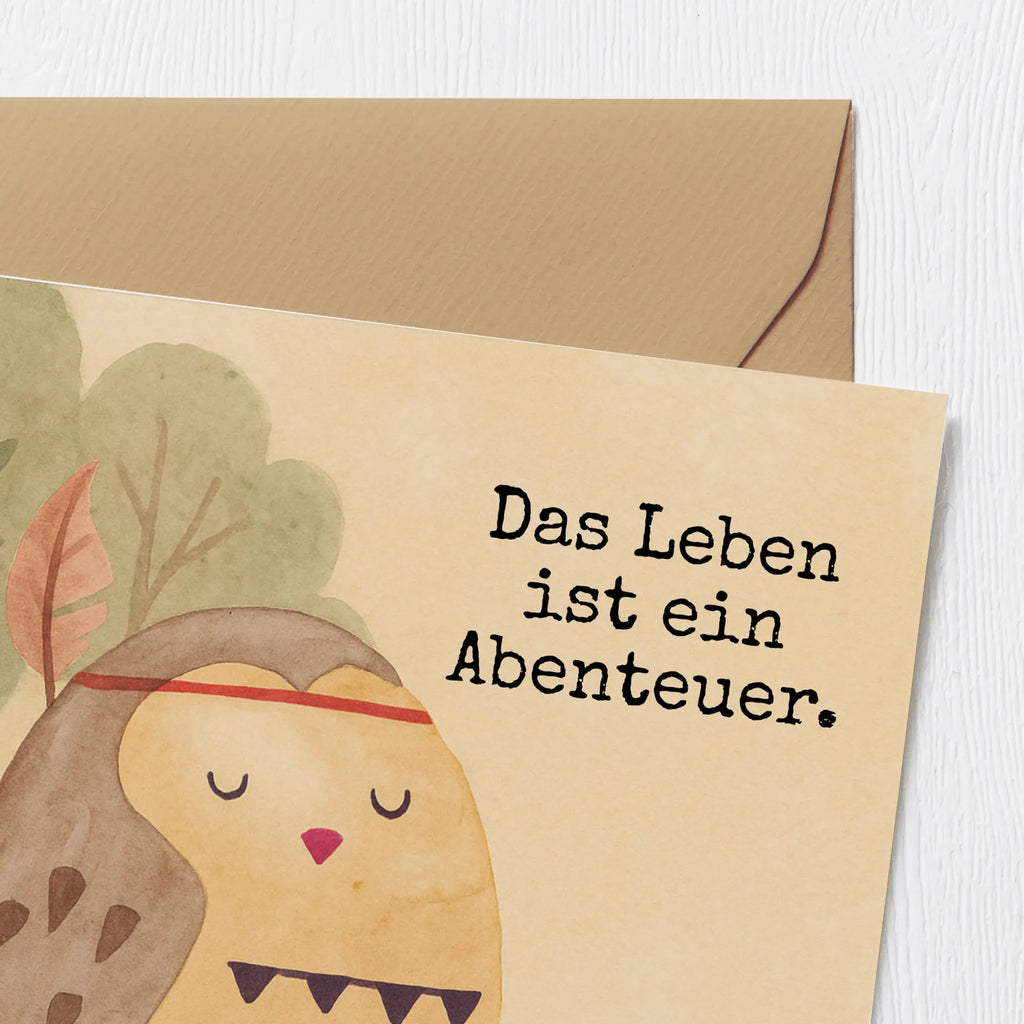 Deluxe Karte Eule Federschmuck Design Karte, Grußkarte, Klappkarte, Einladungskarte, Glückwunschkarte, Hochzeitskarte, Geburtstagskarte, Hochwertige Grußkarte, Hochwertige Klappkarte, Eule, Eule Deko, Owl, Das Leben ist ein Abenteuer, Reisespruch, Federschmuck, Dekoration