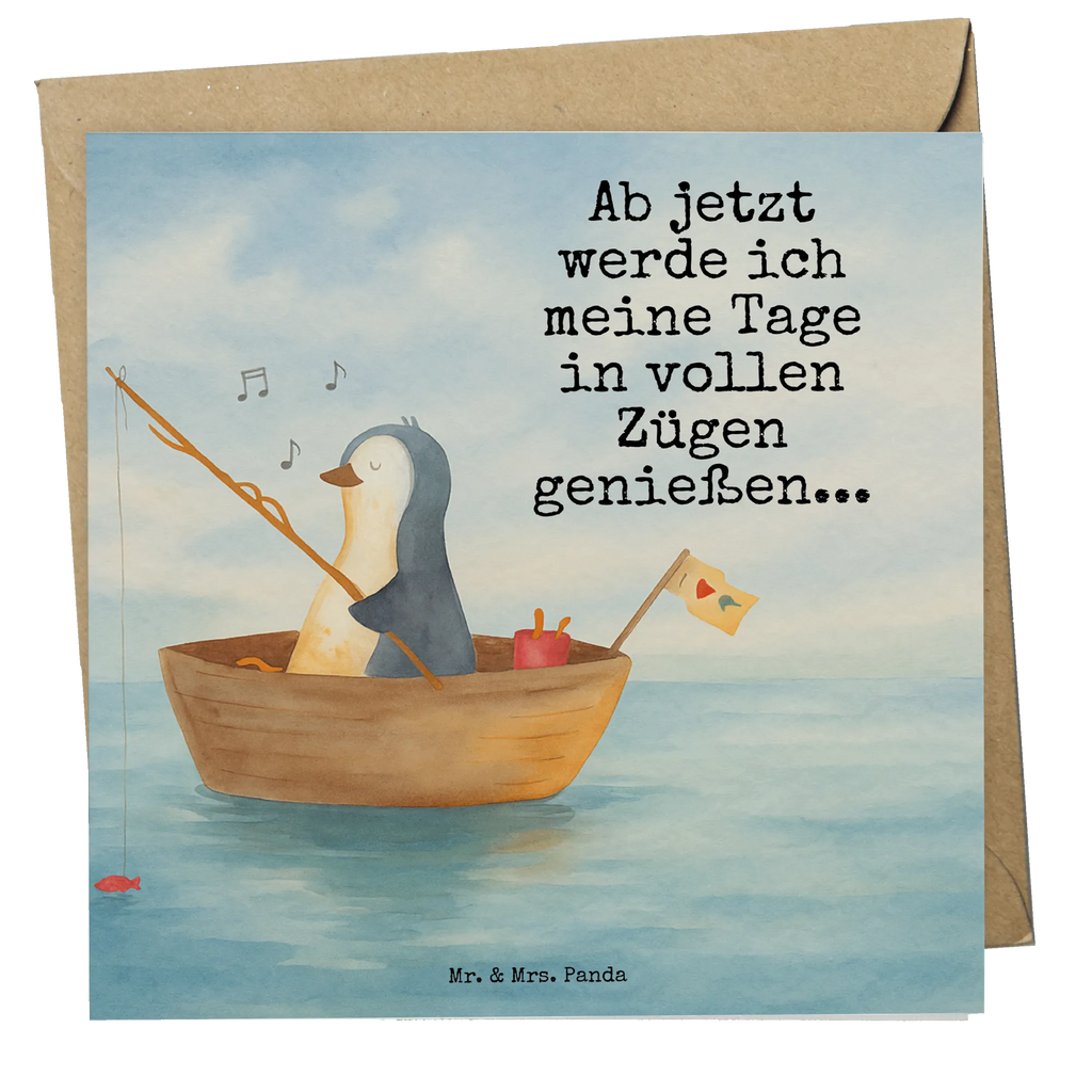 Deluxe Karte Pinguin Angelboot Design Karte, Grußkarte, Klappkarte, Einladungskarte, Glückwunschkarte, Hochzeitskarte, Geburtstagskarte, Hochwertige Grußkarte, Hochwertige Klappkarte, Pinguin, Pinguine, Angeln, Boot, Angelboot, Lebenslust, Leben, genießen, Motivation, Neustart, Neuanfang, Trennung, Scheidung, Geschenkidee Liebeskummer