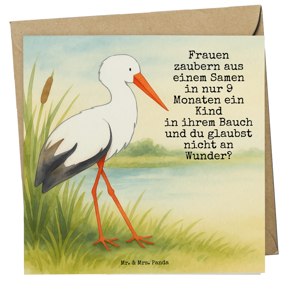 Deluxe Card Stork Design Karte, Grußkarte, Klappkarte, Einladungskarte, Glückwunschkarte, Hochzeitskarte, Geburtstagskarte, Hochwertige Grußkarte, Hochwertige Klappkarte, Tiermotive, Gute Laune, lustige Sprüche, Tiere, Storch, Störche, Schwangerschaft, Geburt, Mutter, Mütter, Mutter werden, Schwanger, Babybauch, Baby