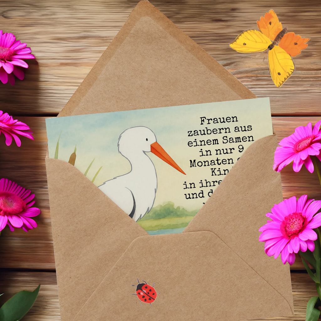 Deluxe Card Stork Design Karte, Grußkarte, Klappkarte, Einladungskarte, Glückwunschkarte, Hochzeitskarte, Geburtstagskarte, Hochwertige Grußkarte, Hochwertige Klappkarte, Tiermotive, Gute Laune, lustige Sprüche, Tiere, Storch, Störche, Schwangerschaft, Geburt, Mutter, Mütter, Mutter werden, Schwanger, Babybauch, Baby