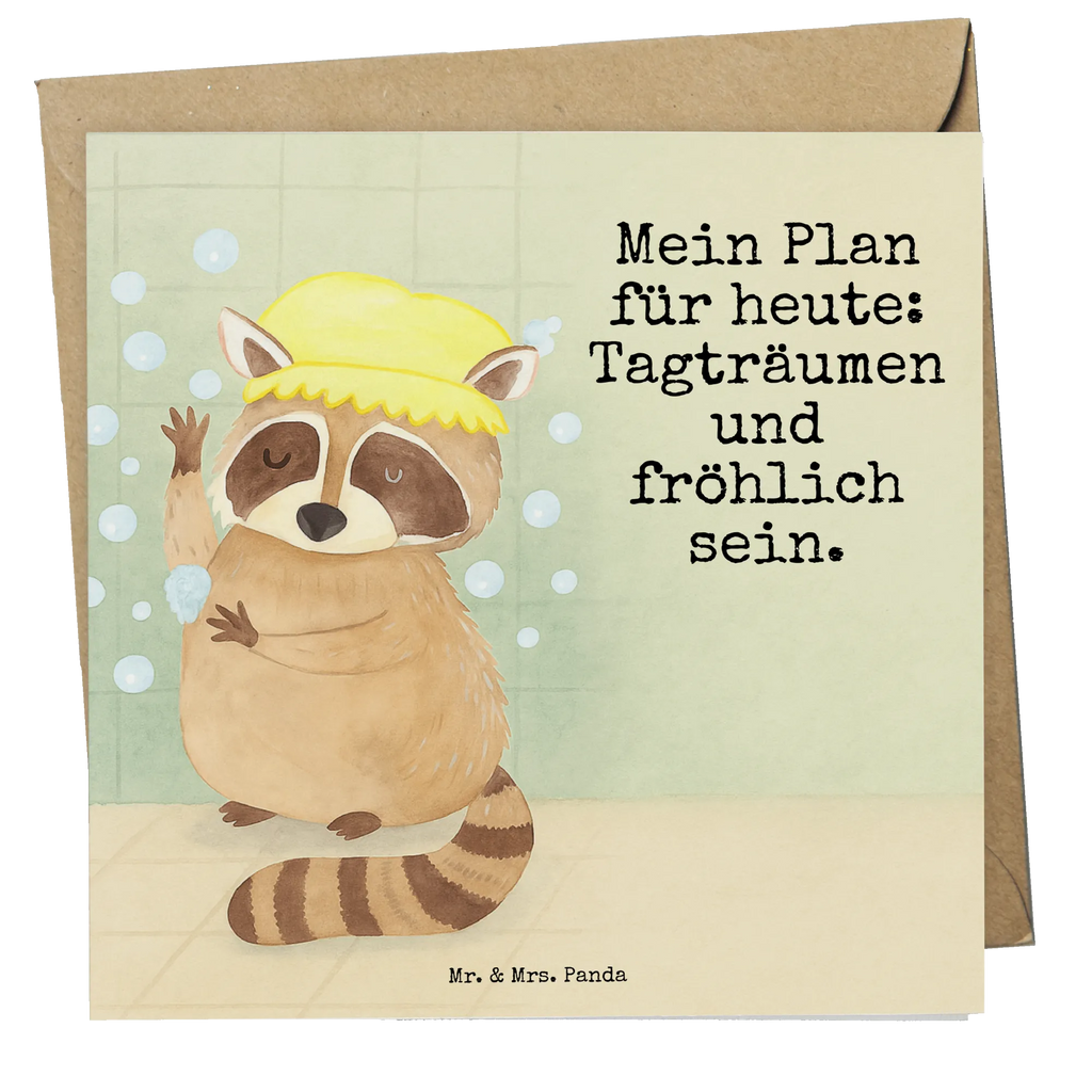 Karta Deluxe Szop pracz Design Karte, Grußkarte, Klappkarte, Einladungskarte, Glückwunschkarte, Hochzeitskarte, Geburtstagskarte, Hochwertige Grußkarte, Hochwertige Klappkarte, Tiermotive, Gute Laune, lustige Sprüche, Tiere, Waschbär, Tagträumen, Plan, Fröhlich, waschen, Seifenblasen