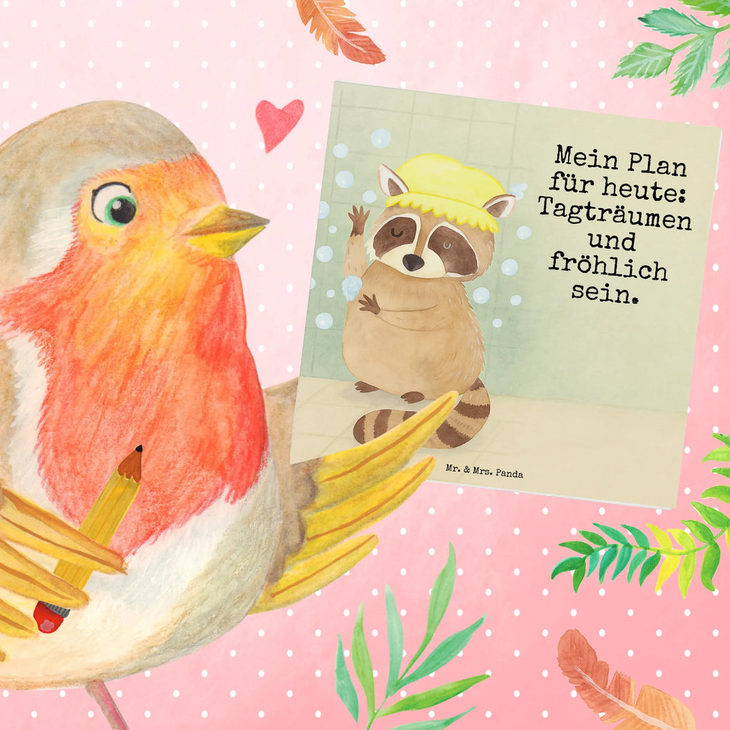 Karta Deluxe Szop pracz Design Karte, Grußkarte, Klappkarte, Einladungskarte, Glückwunschkarte, Hochzeitskarte, Geburtstagskarte, Hochwertige Grußkarte, Hochwertige Klappkarte, Tiermotive, Gute Laune, lustige Sprüche, Tiere, Waschbär, Tagträumen, Plan, Fröhlich, waschen, Seifenblasen