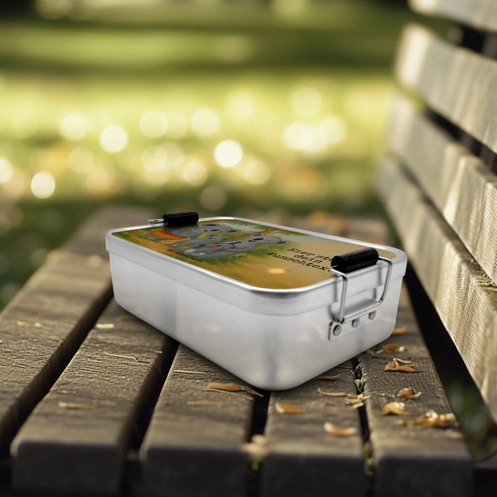 Personalisierte Metall Brotdose Koala Familie Design Brotbox, Brotdose mit Namen, Kindergarten, Schule, Brotdose, Geschenk mit Namen, Uni, Brotbox mit Namen, Familie, Vatertag, Muttertag, Bruder, Schwester, Mama, Papa, Oma, Opa, Koalas, Kinder, Geschwister, Koala, Family, Familienleben