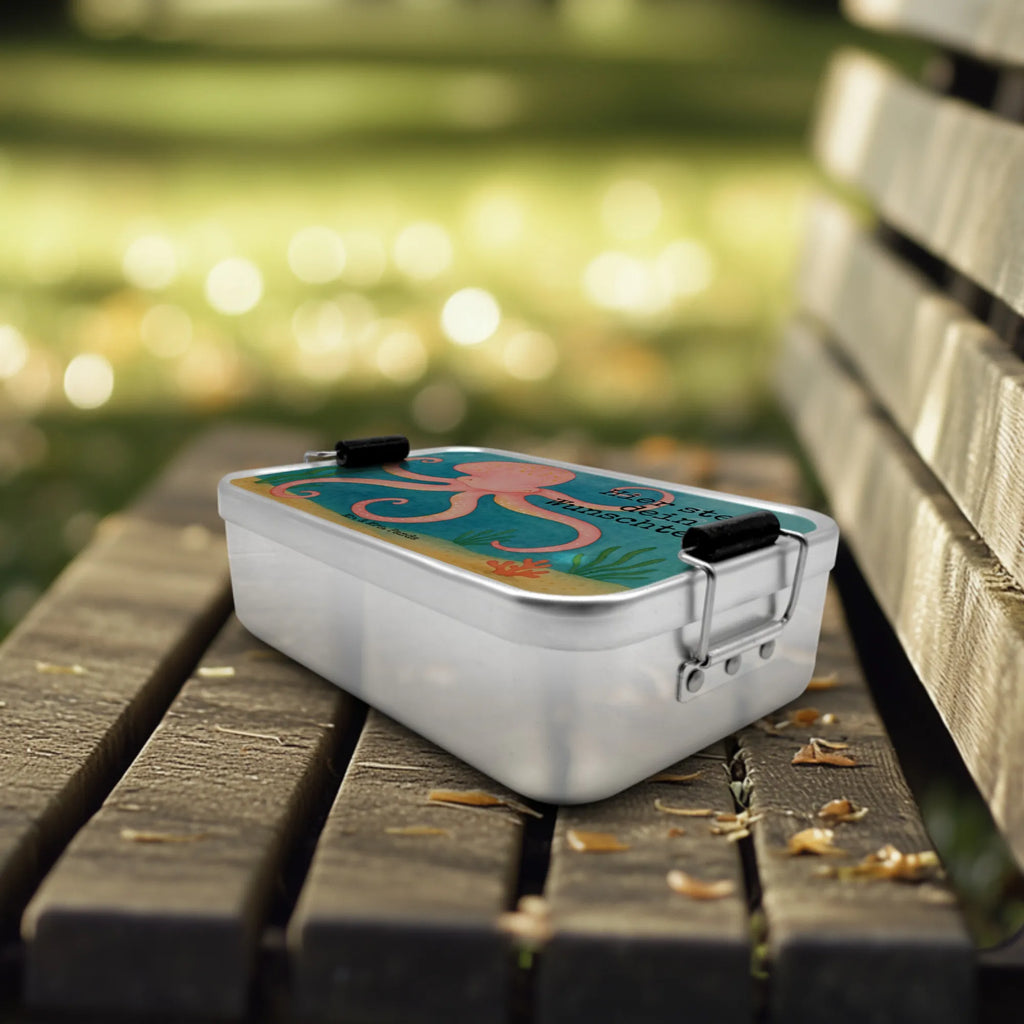 Personalized Metal Lunch Box Squid Design Brotbox mit Namen, Kindergarten, Brotbox, Schule, Brotdose, Brotdose mit Namen, Geschenk mit Namen, Uni, Tiermotive, Gute Laune, lustige Sprüche, Tiere, Wasser, Tintenfisch, Arme, Meer, Meerestier, Krake, Ozean