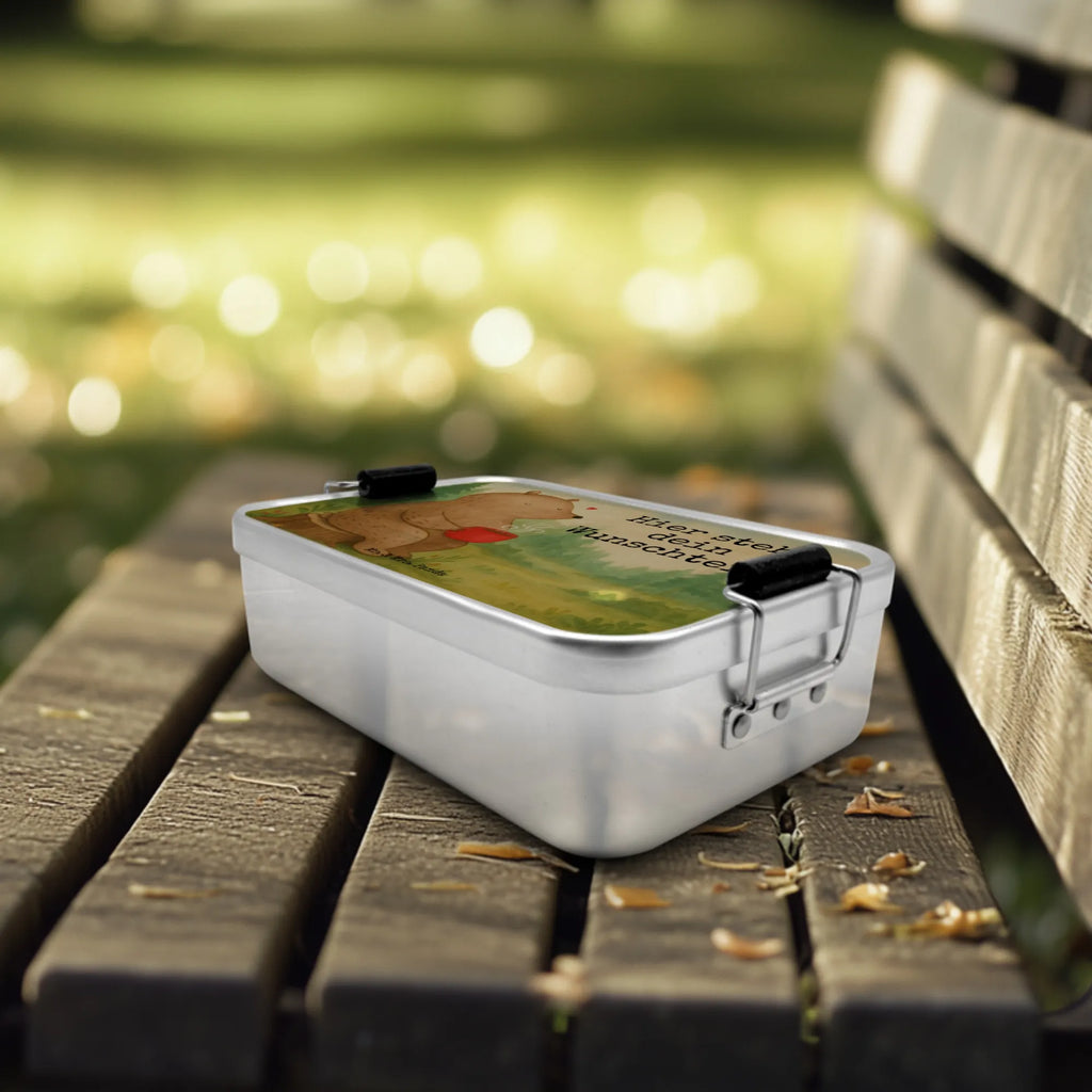 Personalisierte Metall Brotdose Bär Kaffee Design Uni, Brotbox, Kindergarten, Schule, Brotbox mit Namen, Brotdose, Geschenk mit Namen, Brotdose mit Namen, Bär, Teddy, Teddybär, Morgenroutine, Bären, Motivation, Coffee, Welt erobern, Welt retten, Kaffee, guten Morgen