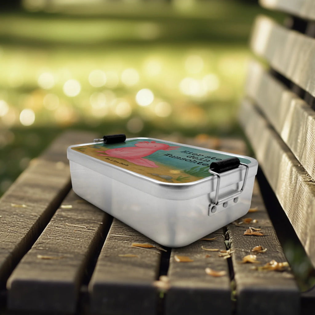 Personalisierte Metall Brotdose Axolotl Niedlich Design Brotbox, Geschenk mit Namen, Uni, Brotdose mit Namen, Brotdose, Brotbox mit Namen, Schule, Kindergarten, Axolotl, Molch, vergnügt, zufrieden, Freundin, Axolot, Weisheit, fröhlich, Lebensstil, Lebensweisheit, Liebe