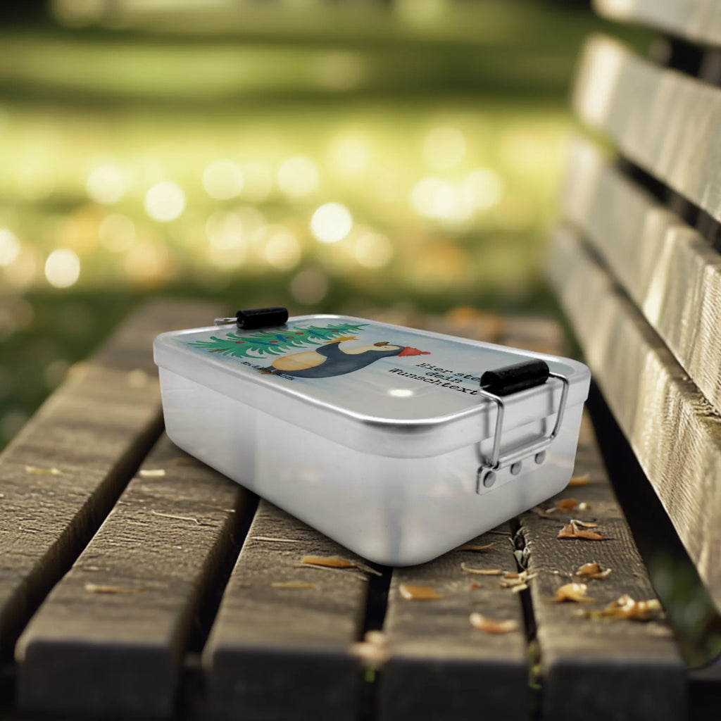 Personalisierte Metall Brotdose Pinguin Weihnachtsbaum Design Kindergarten, Brotdose, Brotbox, Uni, Brotbox mit Namen, Brotdose mit Namen, Geschenk mit Namen, Schule, Winter, Weihnachten, Weihnachtsdeko, Nikolaus, Advent, Heiligabend, Wintermotiv, Pinguin