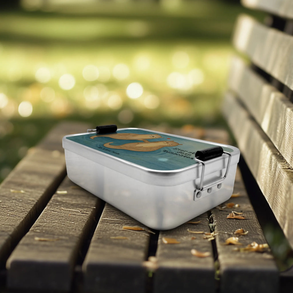 Personalisierte Metall Brotdose Otter Hände halten Design Geschenk mit Namen, Brotdose, Brotbox, Kindergarten, Uni, Brotbox mit Namen, Schule, Brotdose mit Namen, Otter, Fischotter, Seeotter, Otter Seeotter See Otter